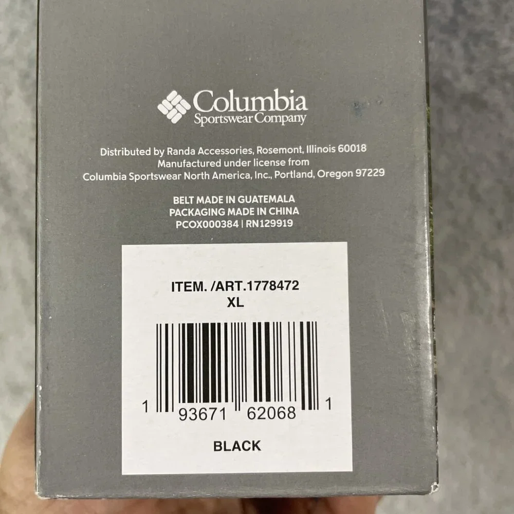 NEW Men's Columbia Black Leather Belt Size XLarge 40 - 42 Waist